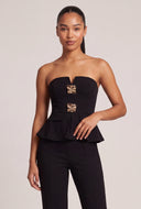 Metallic Detail Strapless Peplum Top