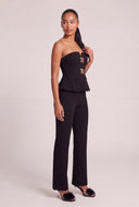 Metallic Detail Strapless Peplum Top