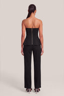 Metallic Detail Strapless Peplum Top