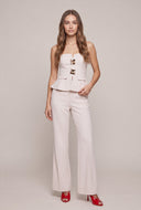 Metallic Detail Strapless Peplum Top