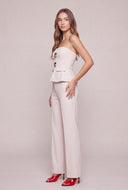 Metallic Detail Strapless Peplum Top