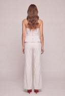 Metallic Detail Strapless Peplum Top