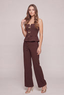 Metallic Detail Strapless Peplum Top