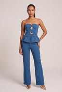 Metallic Detail Strapless Peplum Top
