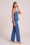 Metallic Detail Strapless Peplum Top
