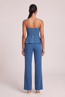 Metallic Detail Strapless Peplum Top