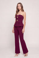 Metallic Detail Strapless Peplum Top
