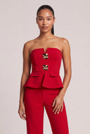 Metallic Detail Strapless Peplum Top