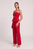 Metallic Detail Strapless Peplum Top