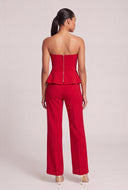 Metallic Detail Strapless Peplum Top