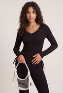 Lace Trim Long Sleeve Top