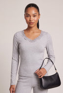 Lace Trim Long Sleeve Top
