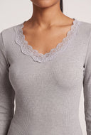Lace Trim Long Sleeve Top