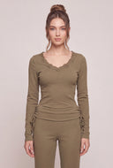 Lace Trim Long Sleeve Top