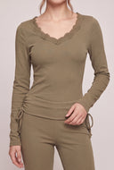 Lace Trim Long Sleeve Top