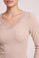 Lace Trim Long Sleeve Top