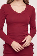 Lace Trim Long Sleeve Top