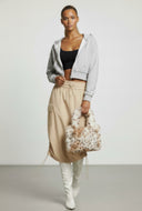 Fleece Crop Hooded Zip Front Sweatshirt