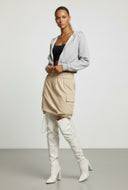 Fleece Crop Hooded Zip Front Sweatshirt