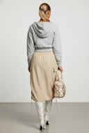 Fleece Crop Hooded Zip Front Sweatshirt