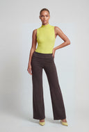 Alaia Brushed Knit Flared Fold Over Pants
