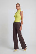 Alaia Brushed Knit Flared Fold Over Pants