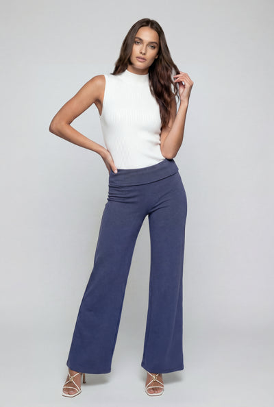 Alaia Brushed Knit Flared Fold Over Pants