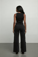 Crepe Knit Slit Front Blazer Vest