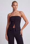 Slit Front Strapless Blazer Vest