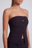 Slit Front Strapless Blazer Vest
