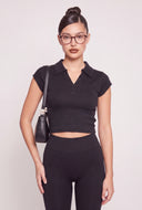 Aurora Ribbed Crop Polo