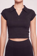Aurora Ribbed Crop Polo