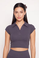 Aurora Ribbed Crop Polo