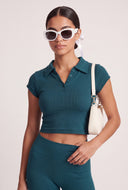 Aurora Ribbed Crop Polo