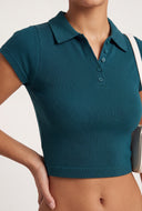 Aurora Ribbed Crop Polo