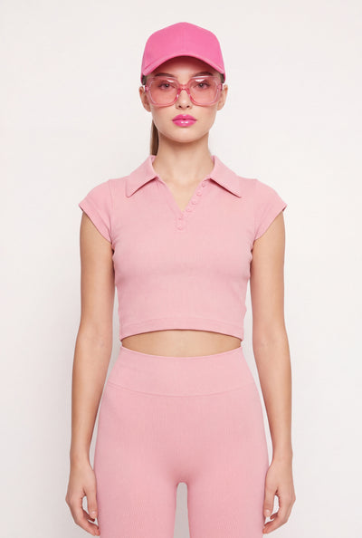 Aurora Ribbed Crop Polo