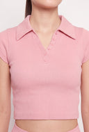 Aurora Ribbed Crop Polo