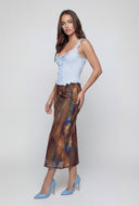 Patterned Mesh Mermaid Hem Skirt