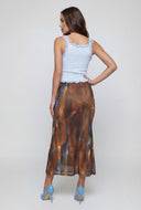 Patterned Mesh Mermaid Hem Skirt