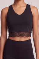 Lace Trim Halter Capri Set