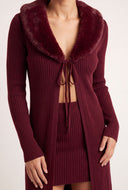 Faux Fur Trim Duster