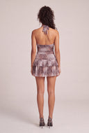 Leopard Print Halter Top and Skirt Set