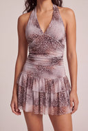 Leopard Print Halter Top and Skirt Set