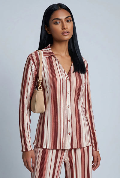 Madelynn Striped Plisse Shirt