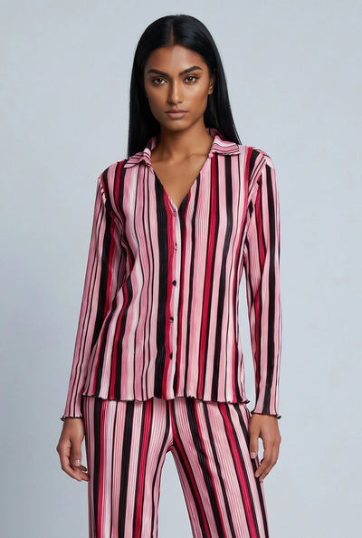 Madelynn Striped Plisse Shirt