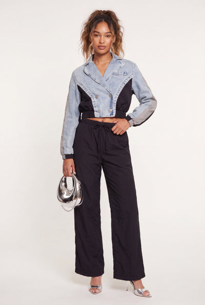 Nylon Wide Leg Pants