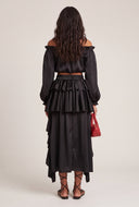 Satin Ruffle High Low Skirt