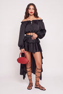 Satin Off The Shoulder Crop Top