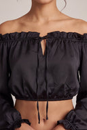 Satin Off The Shoulder Crop Top