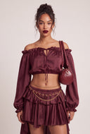 Satin Off The Shoulder Crop Top